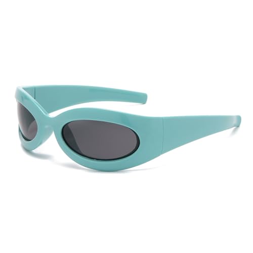 AGRIEVE Mode Punk Radfahren Sonnenbrillen Männer Trendy Wrap Around Sonnenbrille Shades Sport Reiten Brillen UV400 Schutzbrillen, Blau Grau, Einheitsgröße von AGRIEVE