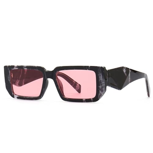 AGRIEVE Mode Rechteck Sonnenbrille Frauen Retro Shades UV400 Bunte Leopard Männer Quadratische Lila Rosa Sonnenbrille, Schwarz Muster Rosa, Einheitsgröße von AGRIEVE