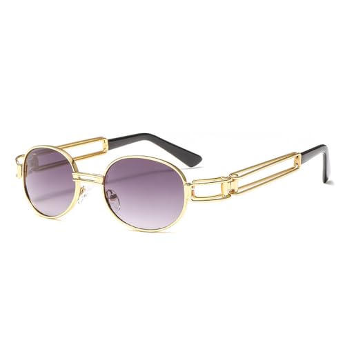 AGRIEVE Mode Runde Sonnenbrille Frauen Männer Vintage Metallrahmen Steampunk Sonnenbrille Männer Shades UV400, C2 Gold, Grau, Einheitsgröße von AGRIEVE