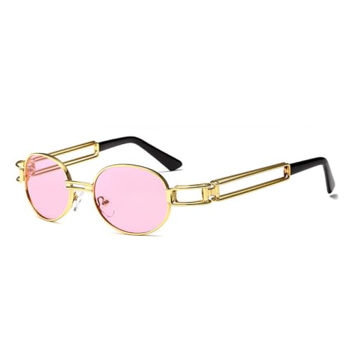 AGRIEVE Mode Runde Sonnenbrille Frauen Männer Vintage Metallrahmen Steampunk Sonnenbrille Männer Shades UV400, C6 Gold, Rosa, Einheitsgröße von AGRIEVE