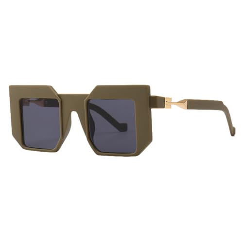 AGRIEVE Modische, coole, quadratische Sonnenbrille für Herren und Damen, einzigartige Vintage-Sonnenbrille, Khaki, Grau, Einheitsgröße von AGRIEVE