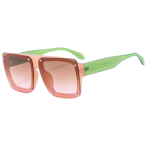 AGRIEVE Modische, lässige, quadratische Sonnenbrille für Damen und Herren, Retro-Niete, luxuriöse Sonnenbrille, bunte Brillengläser, UV400-Brille, Pink Tea Pink, Einheitsgröße von AGRIEVE