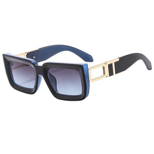 AGRIEVE Modische, luxuriöse, quadratische Sonnenbrille für Damen und Herren, Retro, zweifarbiger Rahmen, Sonnenbrille, trendige Sonnenbrillen, UV400-Schutz, Schwarz, Blau, Grau, Einheitsgröße von AGRIEVE