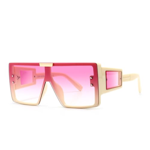 AGRIEVE Modische, moderne, übergroße, quadratische Sonnenbrille für Damen und Herren, Retro-Sonnenbrille mit siamesischem Rahmen, trendige Sonnenbrillen, UV400, Pink, Einheitsgröße von AGRIEVE