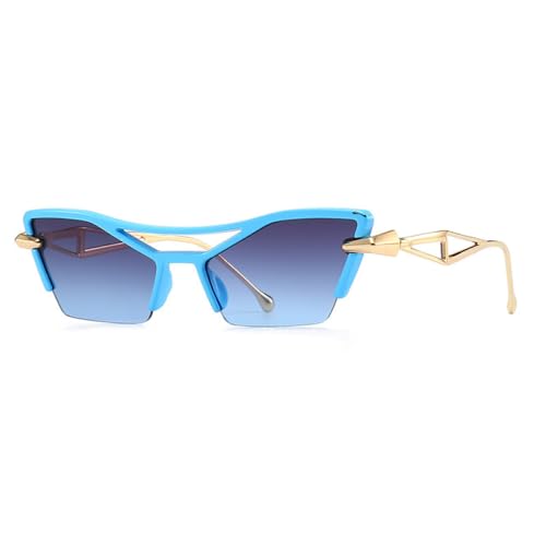 AGRIEVE Modische, moderne kleine Katzenaugen-Sonnenbrille für Damen und Herren, Retro-Sonnenbrille, luxuriöse Damen-Sonnenbrille, UV400-Schutz, Blau, Grau, Blau, Einheitsgröße von AGRIEVE