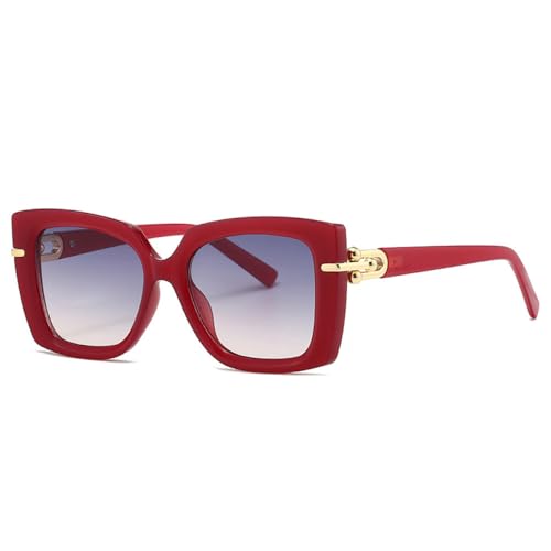 AGRIEVE Modische Damen-Sonnenbrille in Gelee-Farbe, quadratisch, Farbverlauf, UV400, Rot, Grau, Rosa, Einheitsgröße von AGRIEVE