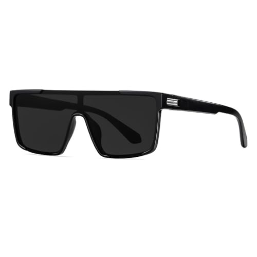 AGRIEVE Modische Halbrahmen-Sonnenbrille, beliebte Spiegelbeschichtung, UV400, Schwarz, Grau, Einheitsgröße von AGRIEVE