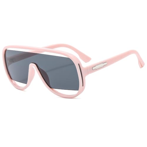 AGRIEVE Modische Retro-Sonnenbrille für Damen und Herren, übergroße Luxus-Sonnenbrille mit Farbverlauf, UV400, rosa grau, Einheitsgröße von AGRIEVE