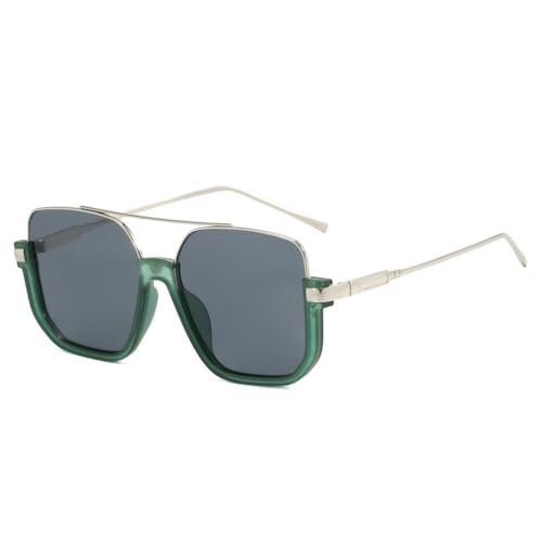 AGRIEVE Modische Sommer-Sonnenbrille ohne Rand für Damen und Herren, Retro, quadratischer Rahmen, Doppelsteg, Sonnenbrille, UV400-Schutz, Silber, Grün, Grau, Einheitsgröße von AGRIEVE