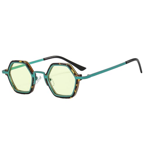 AGRIEVE Modische Sonnenbrille für Damen, UV400, Retro, klare Ozean-Farbverlaufsgläser, trendige Punk-Sonnenbrille für Männer, quadratisch, Muster grün, Einheitsgröße von AGRIEVE