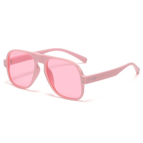 AGRIEVE Modische Sonnenbrille in Bonbonfarben für Damen, Retro-Markendesigner, Nietendekoration für Herren, trendige grüne quadratische Sonnenbrille, Pink Pink, Einheitsgröße von AGRIEVE