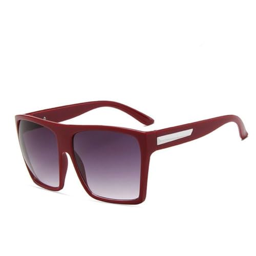AGRIEVE Modische Vintage-Sonnenbrille für Damen, übergroße Sonnenbrille, große Sonnenbrille mit schwarzen Gläsern, UV400-Trendbrille, C4 Weinrot, Grau, Einheitsgröße von AGRIEVE