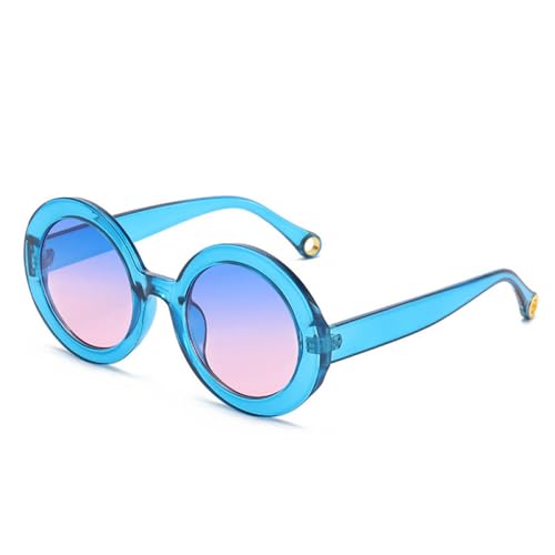 AGRIEVE Modische bunte runde Sonnenbrille für Damen, Vintage, Farbverlauf, für Herren, Punk-Sonnenbrille, UV400, Blau, Blau, Rosa, Einheitsgröße von AGRIEVE