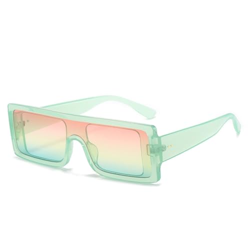 AGRIEVE Modische einteilige Sonnenbrille in Ozean-Bonbon-Farbe, quadratisch, für Damen, Farbverlauf, UV400, Retro-Sonnenbrille für Herren, grün-gelb, Einheitsgröße von AGRIEVE