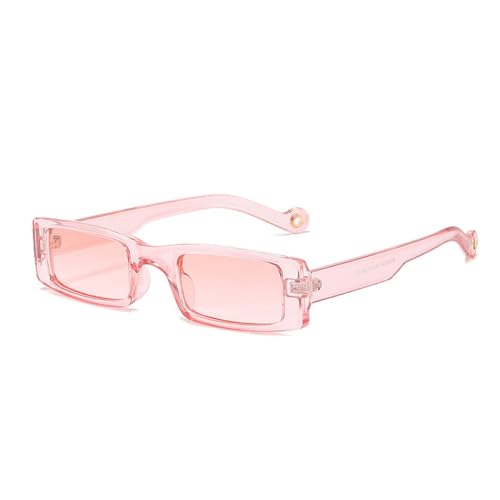 AGRIEVE Modische kleine rechteckige Sonnenbrille für Damen, Vintage, Leopardenmuster, Beige, Brillen für Herren, trendige Sonnenbrillen, UV400, Rosa, Gelb, Klares Rosa, Einheitsgröße von AGRIEVE