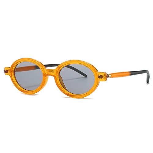 AGRIEVE Modische ovale Sonnenbrille für Damen, UV400, Retro, zweifarbig, trendige Sonnenbrille für Herren, Nieten, Orange Hellgrau, Einheitsgröße von AGRIEVE