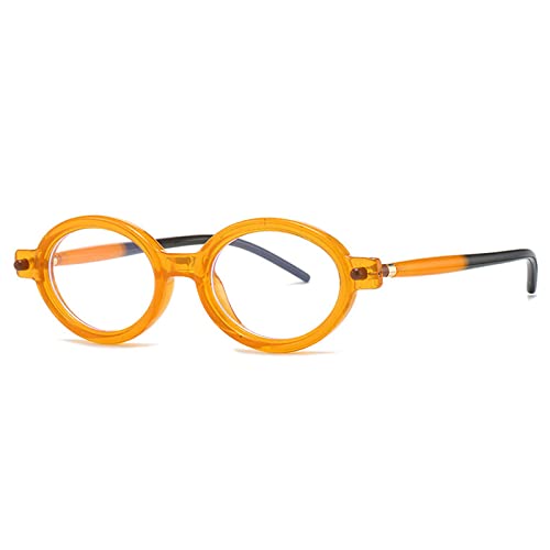 AGRIEVE Modische ovale Sonnenbrille für Damen, UV400, Retro, zweifarbig, trendige Sonnenbrille für Herren, Nieten, Orange transparent, Einheitsgröße von AGRIEVE