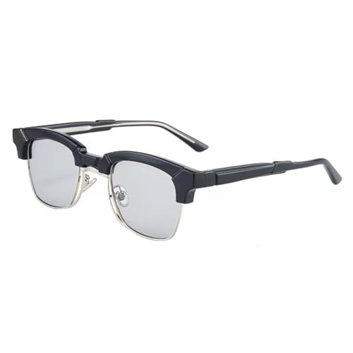 AGRIEVE Modische quadratische Damen-Sonnenbrille im Retro-Stil, klare Gläser, Halbmetall, Brillengestell für Herren, Schwarz, Hellgrau, Einheitsgröße von AGRIEVE