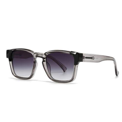 AGRIEVE Modische quadratische Sonnenbrille für Damen, Farbverlauf, UV400, Retro-Nieten, trendige Sonnenbrille für Herren, Schwarz-Grau-Farbverlauf, Einheitsgröße von AGRIEVE