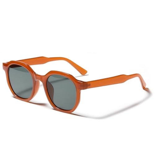 AGRIEVE Modische quadratische Sonnenbrille für Damen, Vintage-Brillenrahmen, trendig, klares Teebeige, Brillen für Herren, UV400-Sonnenbrille, Orange/Dunkelgrün, Einheitsgröße von AGRIEVE