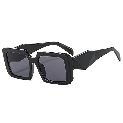 AGRIEVE Modische quadratische Sonnenbrille für Damen und Herren, Retro, übergroßer Rahmen, luxuriöse Sonnenbrille, trendige Sonnenbrillen, UV400, für Damen, Schwarz/Grau, Einheitsgröße von AGRIEVE