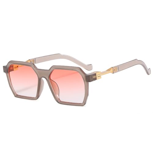 AGRIEVE Modische quadratische Sonnenbrille im Polygon-Design für Damen, Retro-Jelly-Farbtöne, UV400, trendige blau-rosa Sonnenbrille für Herren, Grau-Rosa-Farbverlauf, Einheitsgröße von AGRIEVE