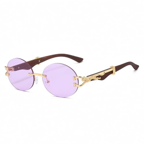 AGRIEVE Modische randlose Sonnenbrille, rund, rahmenlos, für Herren und Damen, Luxus-Brille, UV400, Violett, Einheitsgröße von AGRIEVE