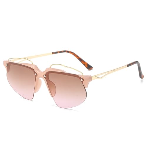 AGRIEVE Modische randlose Sonnenbrille für Damen, Punk-Cat-Eye-Retro, Luxus-Sonnenbrille, UV400, für Herren, Sport-Fahrbrille, Pink, Einheitsgröße von AGRIEVE