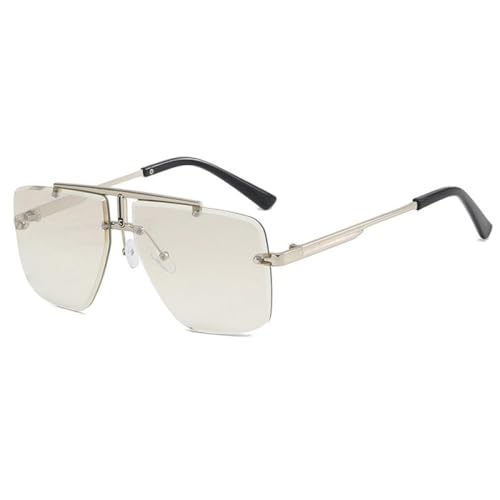 AGRIEVE Modische randlose Sonnenbrille für Männer und Frauen, Doppelsteg, Metallrahmen, Sonnenbrille, Autofahrer-Sonnenbrille, UV400-Schutz, Silber Hellgrau, wie auf dem Bild von AGRIEVE