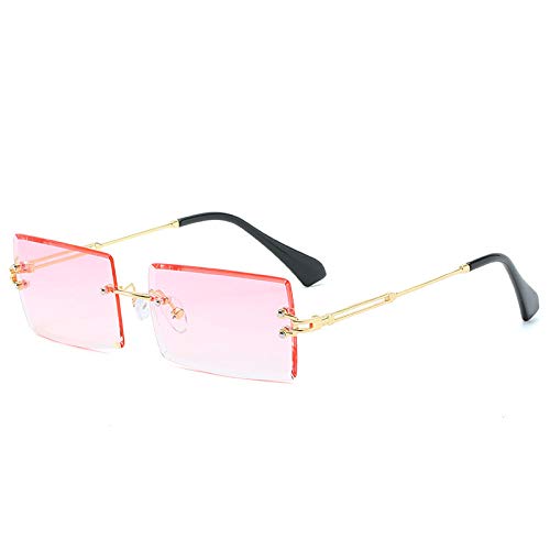 AGRIEVE Modische randlose rechteckige Sonnenbrille für Damen mit Farbverlauf, Sonnenbrillen für Herren, UV400, Goldrosa, Einheitsgröße von AGRIEVE