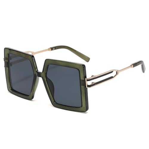 AGRIEVE Modische übergroße quadratische Sonnenbrille für Herren, trendige Farbverlauf-Sonnenbrille, UV400, Retro-Sonnenbrille für Damen, Orange/Champagner, Grün/Grau, Einheitsgröße von AGRIEVE