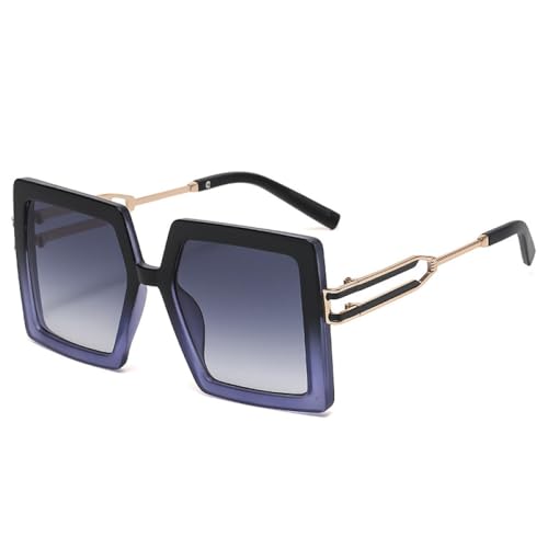 AGRIEVE Modische übergroße quadratische Sonnenbrille für Herren, trendige Farbverlauf-Sonnenbrille, UV400, Retro-Sonnenbrille in Orange/Champagner, Schwarz/Lila/Grau, Einheitsgröße von AGRIEVE