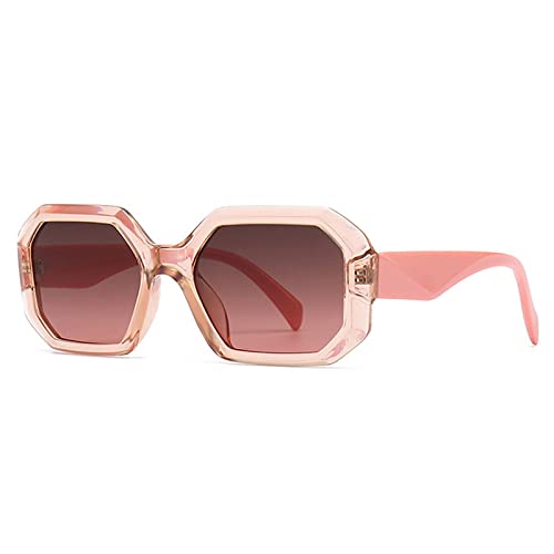 AGRIEVE Polygon-Sonnenbrille, quadratisch, für Damen, Farbverlauf, UV400, Retro-Sonnenbrille für Herren, Pink, Teerosa, Einheitsgröße von AGRIEVE