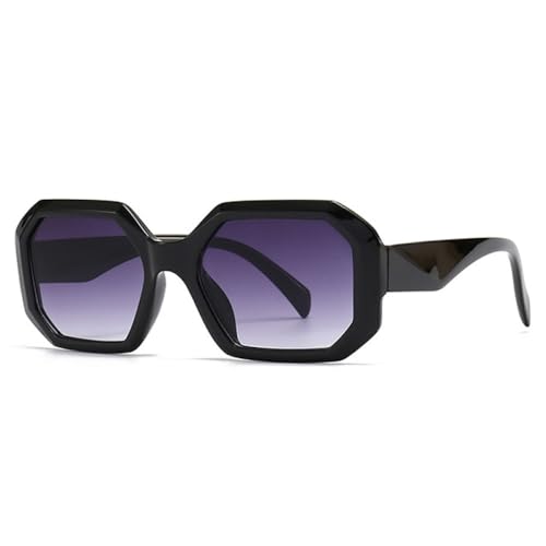 AGRIEVE Polygon-Sonnenbrille, quadratisch, für Damen, mit Farbverlauf, UV400, Retro-Sonnenbrille für Herren, Schwarz/Grau, Einheitsgröße von AGRIEVE