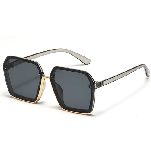 AGRIEVE Polygon Square Luxus Herren Sonnenbrille Damenmode Übergroße Sonnenbrille Männlich Retro Unisex Brillen Shades UV400,Grau,Einheitsgröße von AGRIEVE