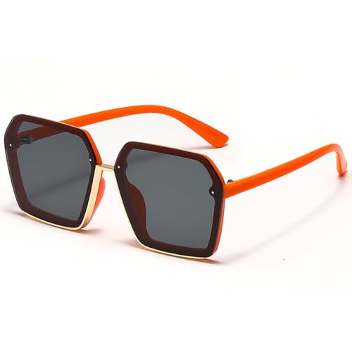 AGRIEVE Polygon Square Luxus Herren Sonnenbrille Damenmode Übergroße Sonnenbrille Männlich Retro Unisex Brillen Shades UV400,Orange Grau,Einheitsgröße von AGRIEVE