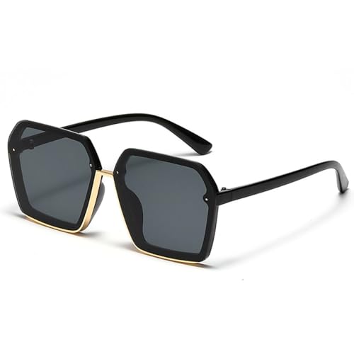 AGRIEVE Polygon Square Luxus Herren Sonnenbrille Damenmode Übergroße Sonnenbrille Männlich Retro Unisex Brillen Shades UV400,Schwarz Grau,Einheitsgröße von AGRIEVE