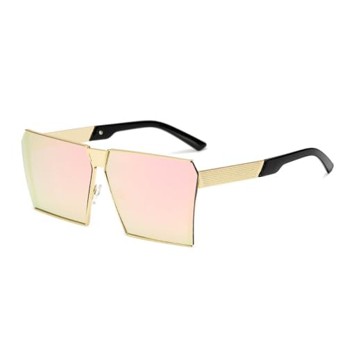 AGRIEVE Quadratische Metall-Sonnenbrille für Damen und Herren, modisch, großer Rahmen, Sonnenbrille, Damen, Vintage-Brille, Gold, Rosa, Einheitsgröße von AGRIEVE