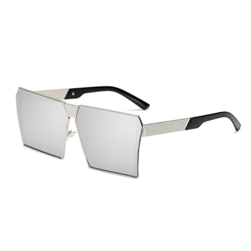 AGRIEVE Quadratische Sonnenbrille aus Metall für Damen und Herren, modischer großer Rahmen, Sonnenbrille für Damen, Vintage-Brille, Silber, Silber, Einheitsgröße von AGRIEVE