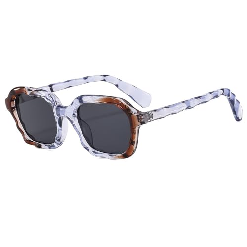 AGRIEVE Quadratische Sonnenbrille für Damen, Wellenrahmen, Vintage, Luxus-Sonnenbrille, UV400-Schutz, lila, Einheitsgröße von AGRIEVE