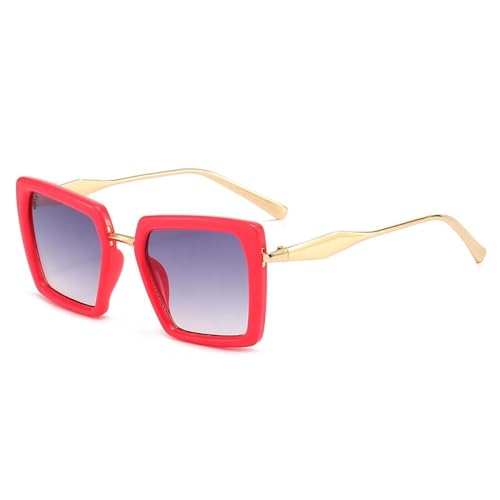 AGRIEVE Quadratische Sonnenbrille für Damen im Sommer, modisch, trendiger Stil, Sonnenbrille für Damen, Vintage-Sonnenbrille, UV400, Rot/Grau, Einheitsgröße von AGRIEVE