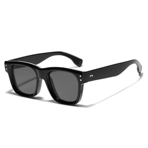 AGRIEVE Quadratische Sonnenbrille für Herren mit Nieten, UV400, Retro-Farbverlauf, trendige Sonnenbrille für Damen, Schwarz/Grau, Einheitsgröße von AGRIEVE