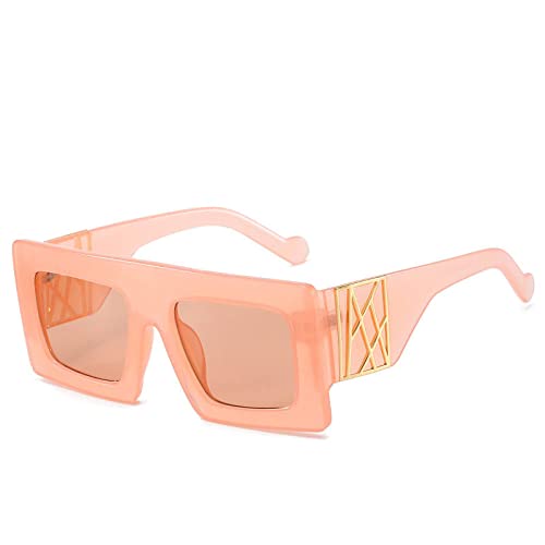 AGRIEVE Quadratische Sonnenbrille mit Leopardenmuster für Damen, Vintage, übergroße Hip-Hop-Brille, weiblicher Farbverlauf, UV400-Schutz, Sonnenbrille für Herren, Punk, Pink, Einheitsgröße von AGRIEVE