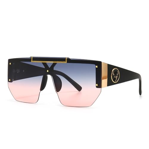 AGRIEVE Quadratische Sonnenbrille mit großem Rahmen für Damen, Luxusbrille für Herren, modisch, UV400, für den Sommer, Schwarz, Grau, Rosa, Einheitsgröße von AGRIEVE