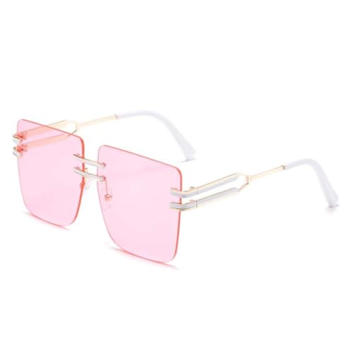 AGRIEVE Rahmenlose Sonnenbrille, groß, quadratisch, modisch, für Herren und Damen, Luxus-Sonnenbrille, UV400, Pink, Einheitsgröße von AGRIEVE