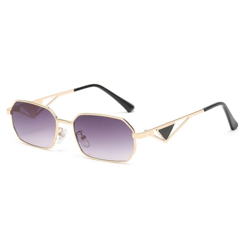 AGRIEVE Rechteckige Sonnenbrille Damen Metallrahmen Brille Vintage Qualität Quadratische Sonnenbrille Herren Shades Damenbrillen UV400,Gold Farbverlauf Grau,Einheitsgröße von AGRIEVE