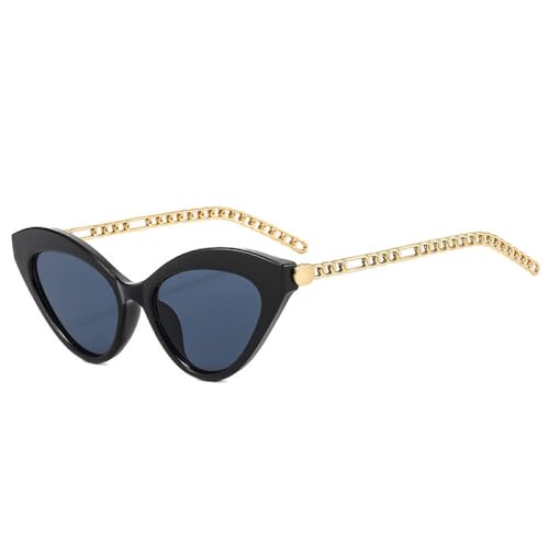 AGRIEVE Retro Cat Eye Bunte Sonnenbrille Damen Trendy Herren Metallkette Sonnenbrille UV400 Dunkelgrün Sonnenbrille,Schwarzgrau,Einheitsgröße von AGRIEVE