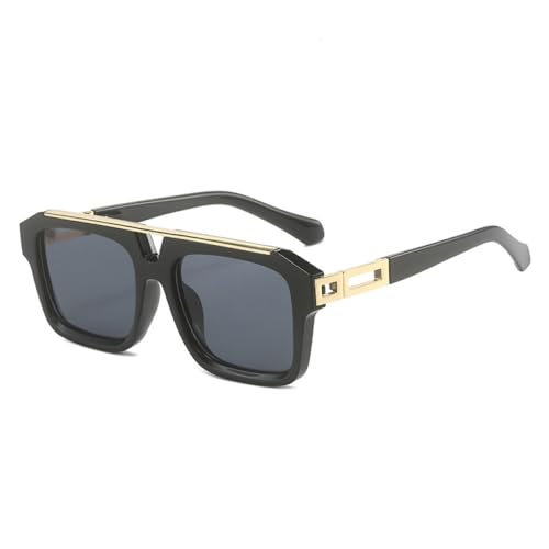 AGRIEVE Retro Doppelsteg Quadratische Sonnenbrille Für Damen Mode Bonbonfarbene Sonnenbrillen UV400 Schutz Für Herren Silber Verspiegelte Sonnenbrille,Schwarz Grau,Einheitsgröße von AGRIEVE