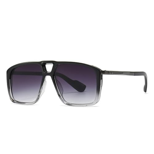 AGRIEVE Retro Doppelsteg Sonnenbrille Herren Sonnenbrillen UV400 Modische Nieten Damen Farbverlauf Sonnenbrille,Schwarz Grau Farbverlauf,Einheitsgröße von AGRIEVE