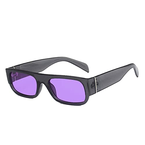 AGRIEVE Retro Kleine Rechteckige Sonnenbrille Für Damen Modische Champagner-Lila Brillenschirme UV400 Trendy Quadratische Sonnenbrille Für Herren,Grau-Lila,Einheitsgröße von AGRIEVE